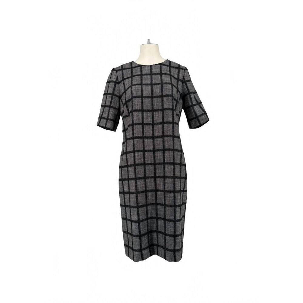 NEW BIGIO COLLECTION women's short sleeve check midi dress in black